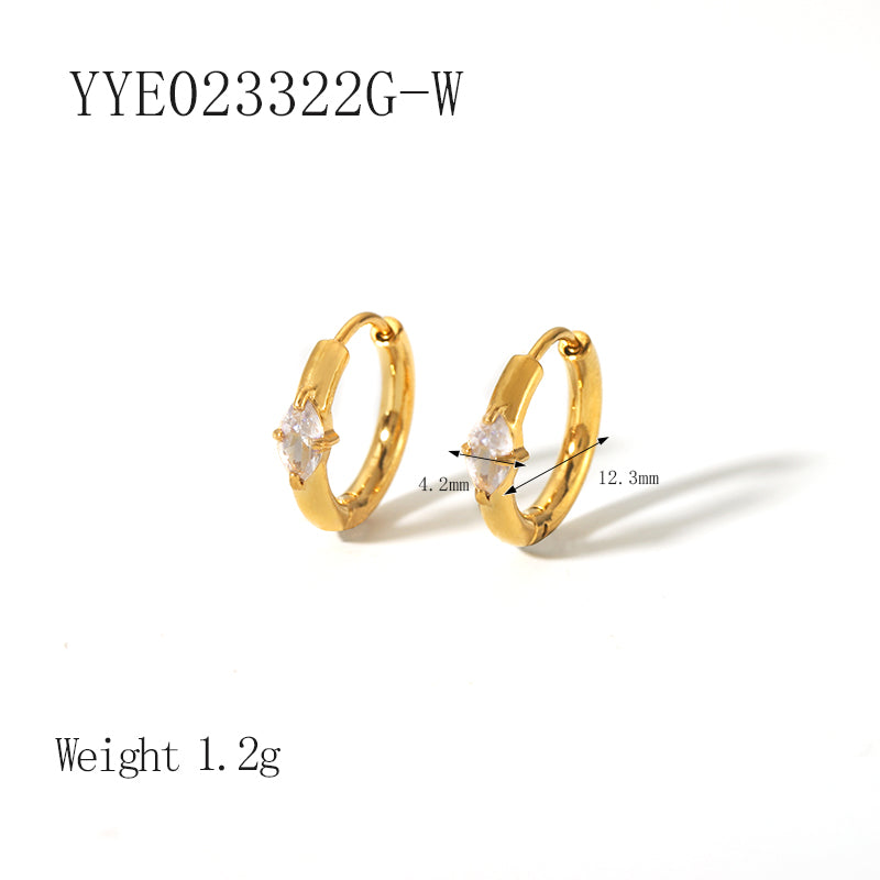 1 Pair Ig Style Simple Style Oval Plating Inlay Stainless Steel Zircon 18k Gold Plated Earrings