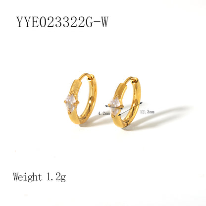 1 Pair Ig Style Simple Style Oval Plating Inlay Stainless Steel Zircon 18k Gold Plated Earrings