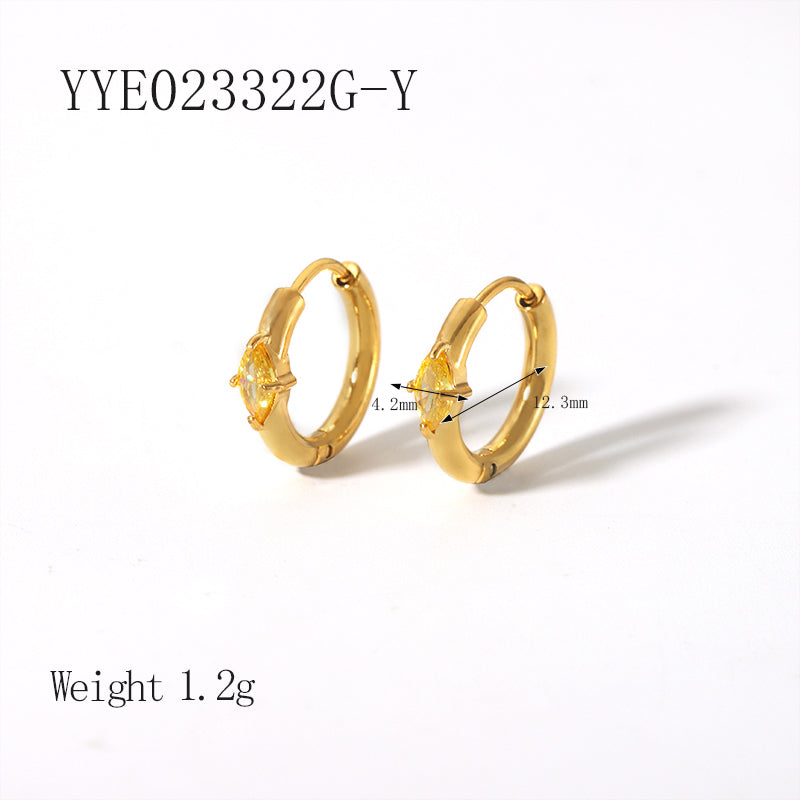 1 Pair Ig Style Simple Style Oval Plating Inlay Stainless Steel Zircon 18k Gold Plated Earrings