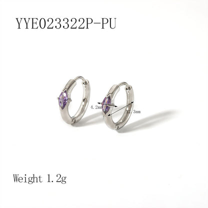 1 Pair Ig Style Simple Style Oval Plating Inlay Stainless Steel Zircon 18k Gold Plated Earrings