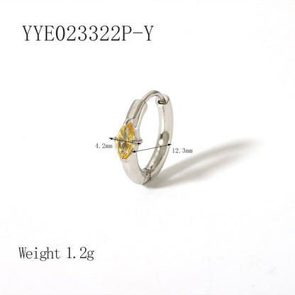 1 Pair Ig Style Simple Style Oval Plating Inlay Stainless Steel Zircon 18k Gold Plated Earrings