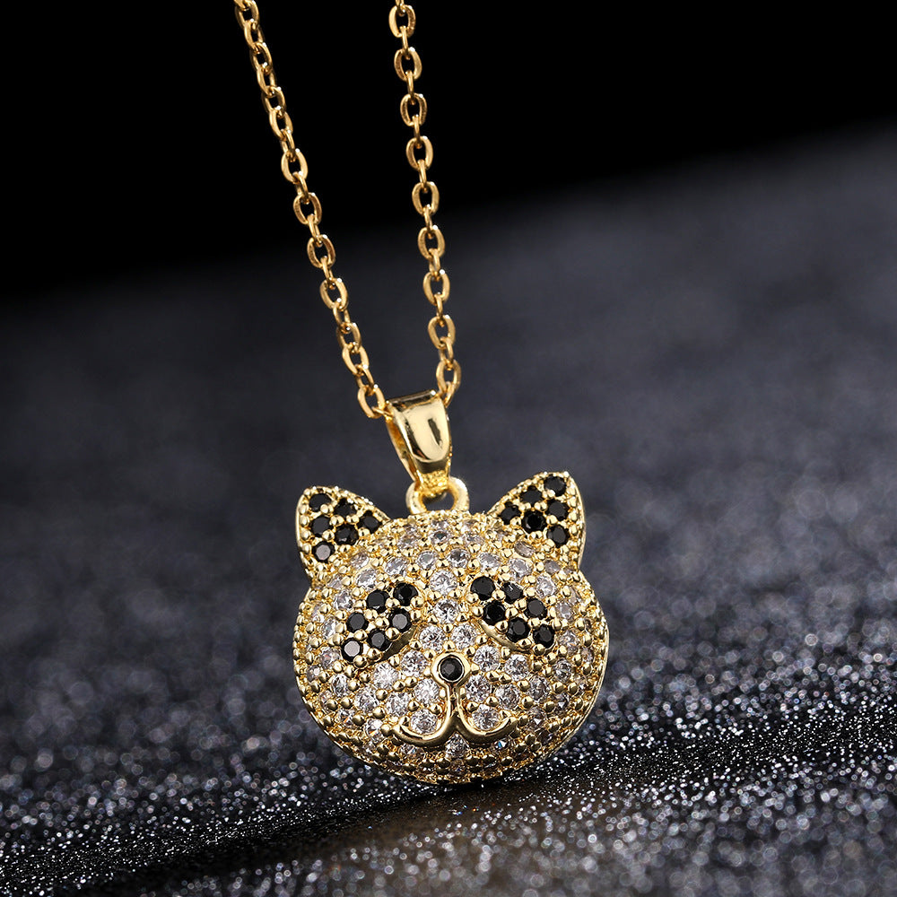 Cartoon Style Hip-hop Retro Bear Copper Plating Inlay Zircon Gold Plated Pendant Necklace