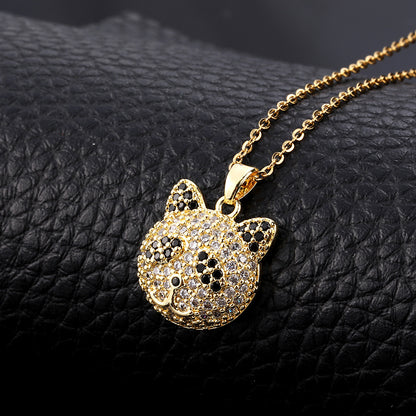 Cartoon Style Hip-hop Retro Bear Copper Plating Inlay Zircon Gold Plated Pendant Necklace