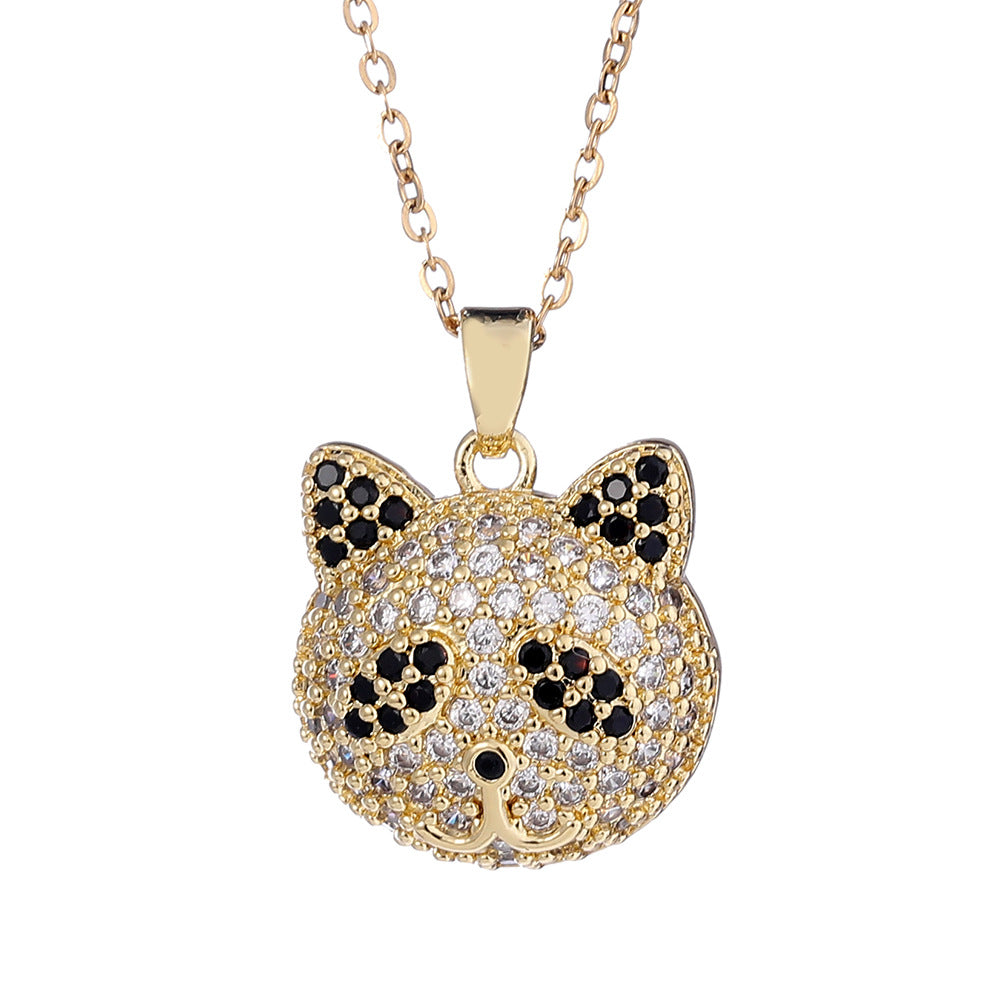 Cartoon Style Hip-hop Retro Bear Copper Plating Inlay Zircon Gold Plated Pendant Necklace