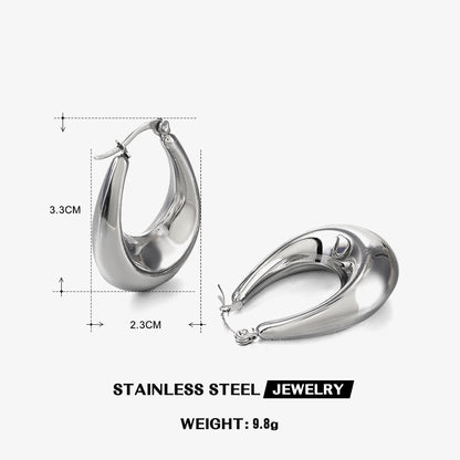 1 Pair Ig Style Simple Style U Shape Oval Solid Color Polishing Stainless Steel Earrings