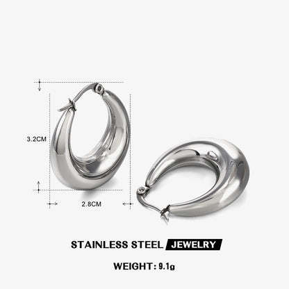 1 Pair Ig Style Simple Style U Shape Oval Solid Color Polishing Stainless Steel Earrings