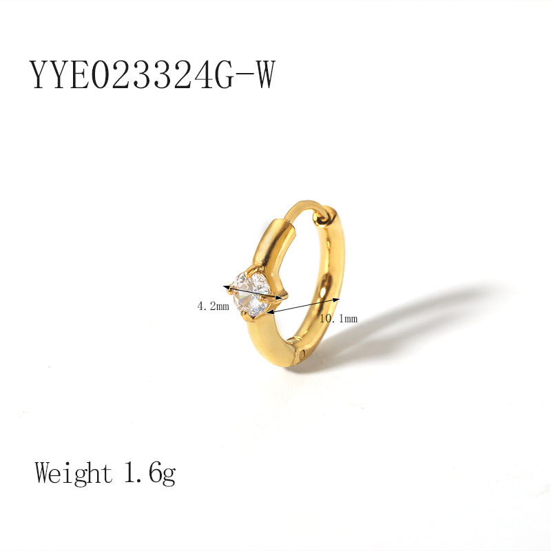 1 Pair Ig Style Solid Color Plating Inlay Stainless Steel Zircon 18k Gold Plated Hoop Earrings