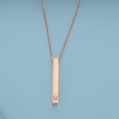 Simple Style Rectangle Stainless Steel Plating Inlay Zircon 18k Gold Plated Rose Gold Plated Pendant Necklace