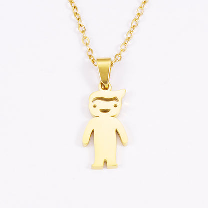 Casual Cute Human Stainless Steel Polishing Plating 18k Gold Plated Rose Gold Plated Pendant Necklace