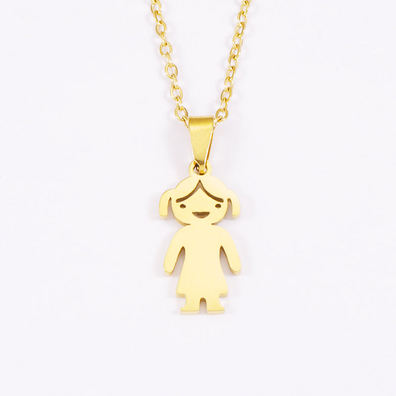 Casual Cute Human Stainless Steel Polishing Plating 18k Gold Plated Rose Gold Plated Pendant Necklace