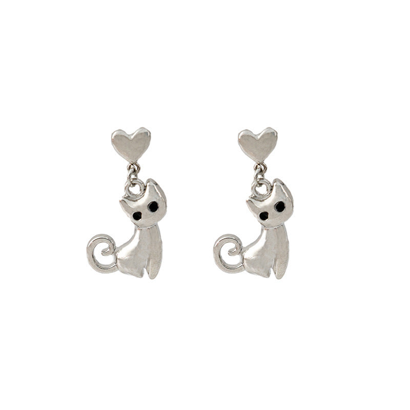 1 Pair Cute Cat Enamel Plating Alloy Drop Earrings