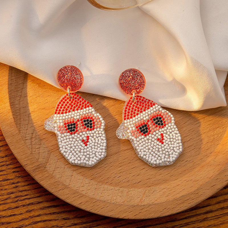 1 Pair Cute Santa Claus Christmas Socks Snowflake Plating Arylic Drop Earrings