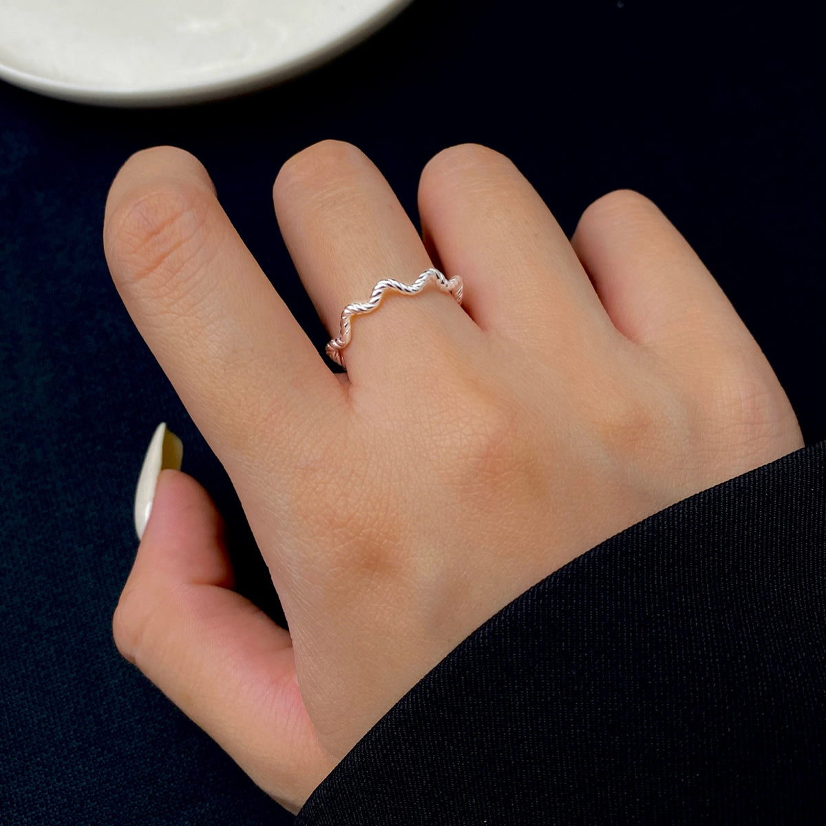 Elegant Simple Style Solid Color Sterling Silver Plating Silver Plated Open Rings