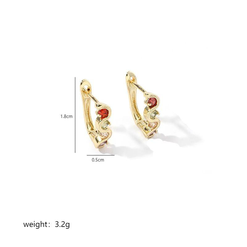 1 Pair Simple Style Solid Color Polishing Inlay Copper Zircon 18K Gold Plated Earrings