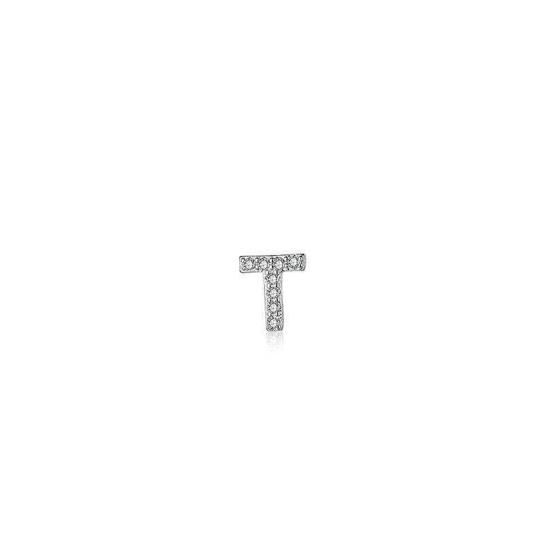 1 Piece Simple Style Letter Plating Inlay Sterling Silver Zircon White Gold Plated Ear Studs