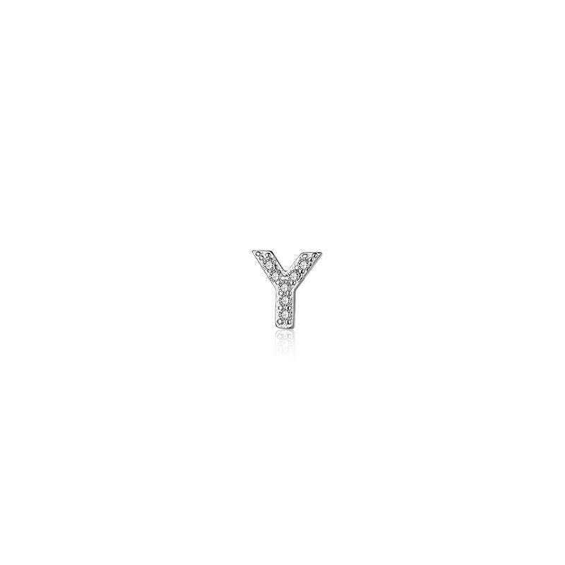 1 Piece Simple Style Letter Plating Inlay Sterling Silver Zircon White Gold Plated Ear Studs