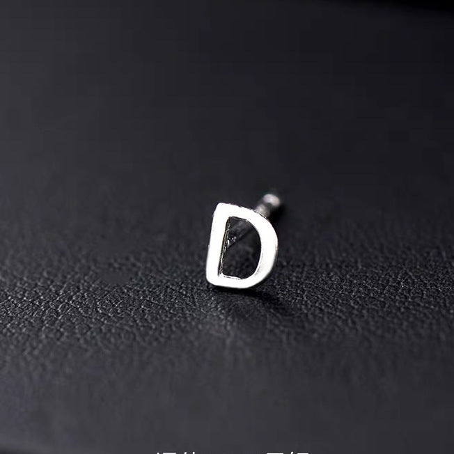 1 Piece Hip-hop Retro Letter Plating Sterling Silver Silver Plated Ear Studs