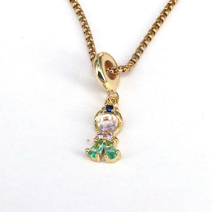 Cute Sweet Mermaid Copper Zircon Pendant Necklace In Bulk