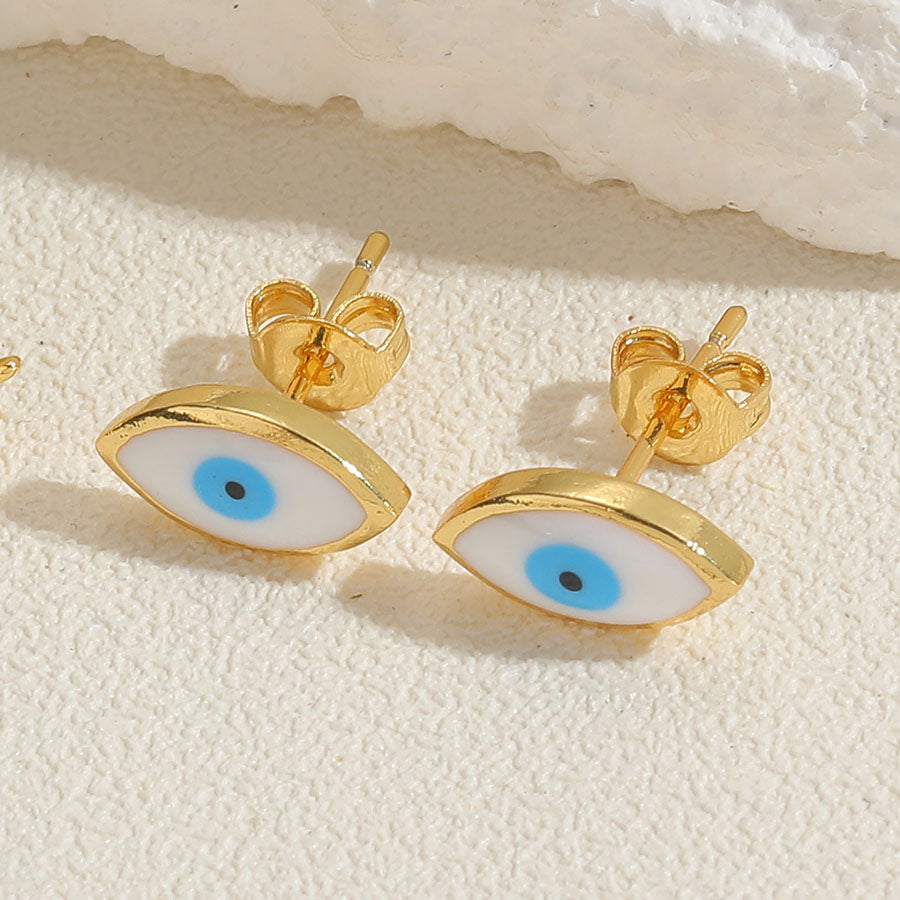 1 Pair Casual Cute Sweet Devil's Eye Epoxy Plating Inlay Copper Zircon 14k Gold Plated Ear Studs