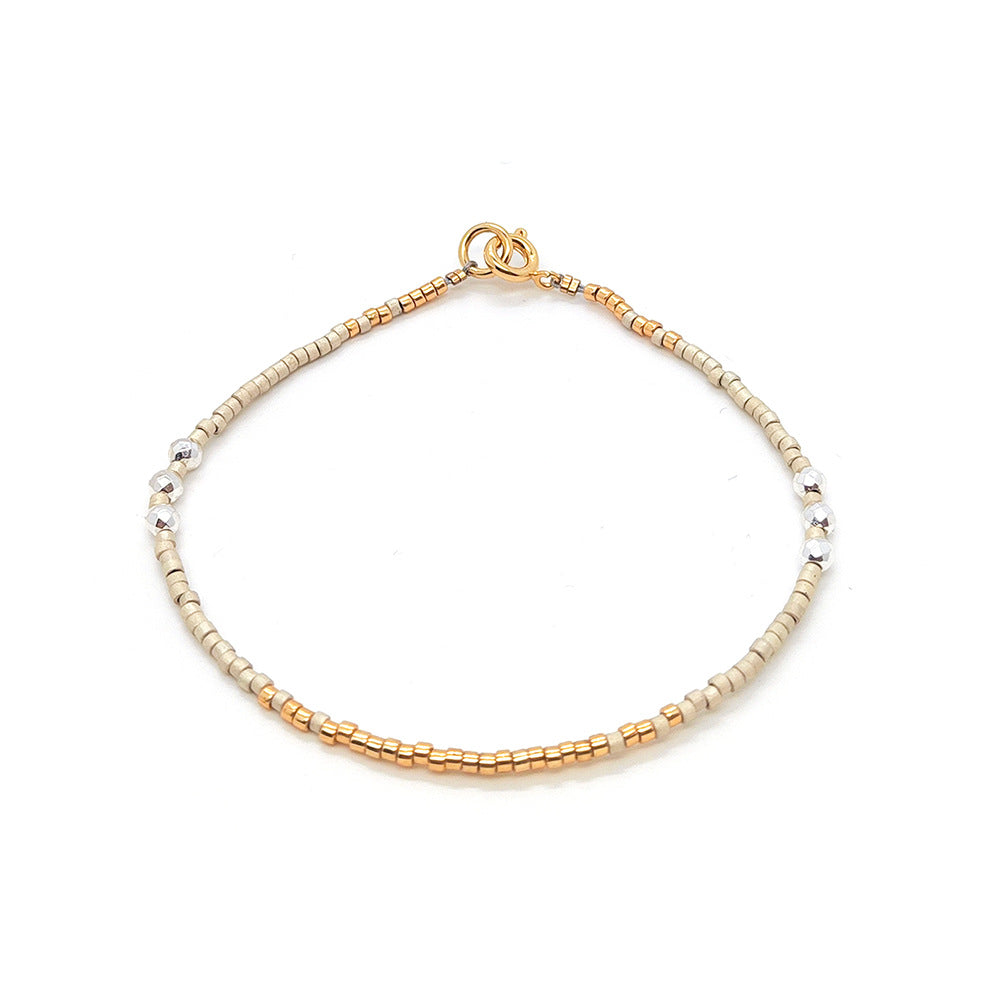 Ig Style Simple Style Round Seed Bead Copper Beaded Knitting Plating 18k Gold Plated Women's Bracelets