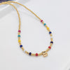 Ig Style Simple Style Letter Glass Copper Beaded Knitting Plating 18k Gold Plated Necklace