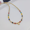 Ig Style Simple Style Letter Glass Copper Beaded Knitting Plating 18k Gold Plated Necklace