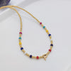 Ig Style Simple Style Letter Glass Copper Beaded Knitting Plating 18k Gold Plated Necklace