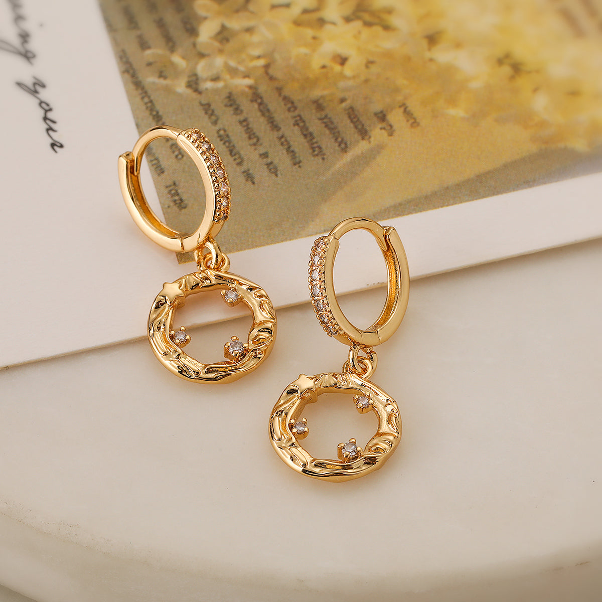 1 Pair Simple Style Commute Geometric Plating Inlay Copper Zircon 18k Gold Plated Drop Earrings