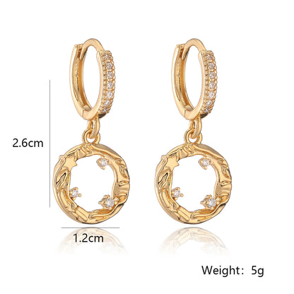 1 Pair Simple Style Commute Geometric Plating Inlay Copper Zircon 18k Gold Plated Drop Earrings