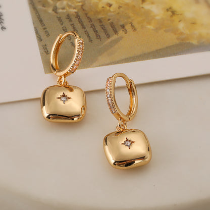 1 Pair Simple Style Classic Style Geometric Heart Shape Plating Inlay Copper Zircon 18k Gold Plated Drop Earrings