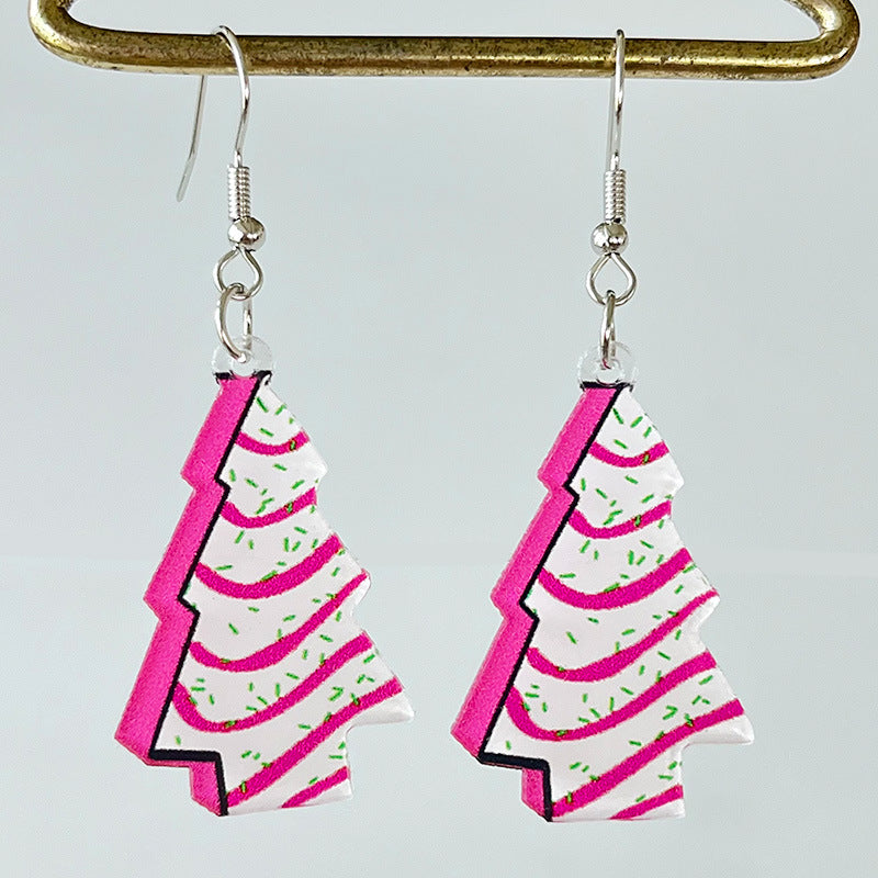 1 Pair Casual Christmas Tree Santa Claus Lightning Arylic Iron Drop Earrings