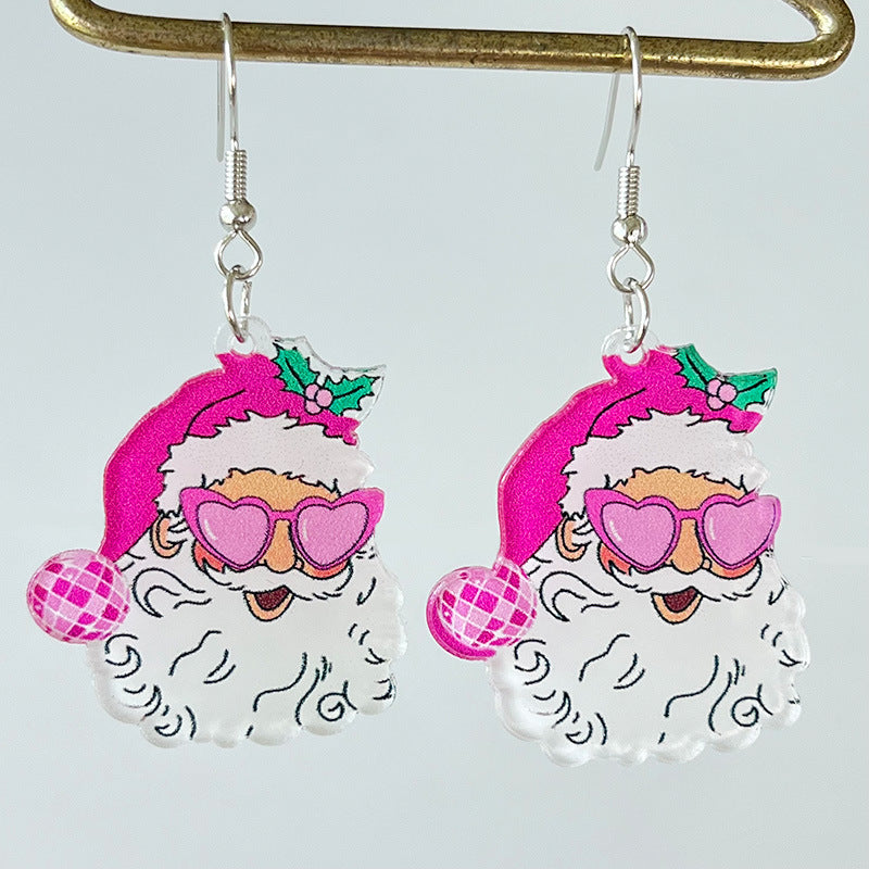 1 Pair Casual Christmas Tree Santa Claus Lightning Arylic Iron Drop Earrings