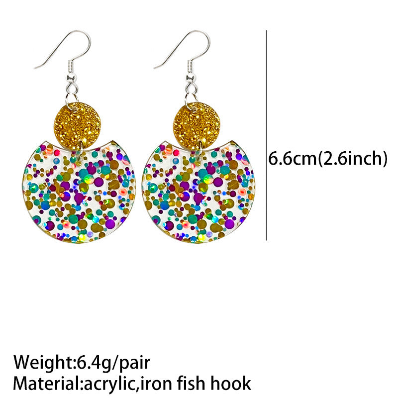 1 Pair Casual Round Arylic Iron Drop Earrings