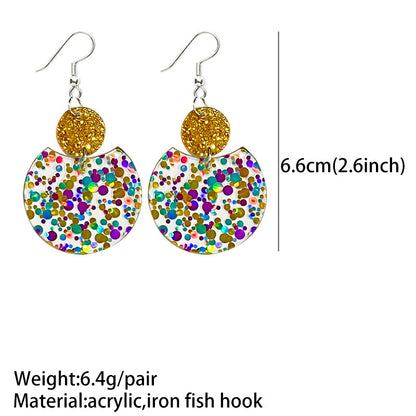 1 Pair Casual Round Arylic Iron Drop Earrings