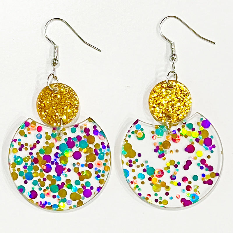 1 Pair Casual Round Arylic Iron Drop Earrings