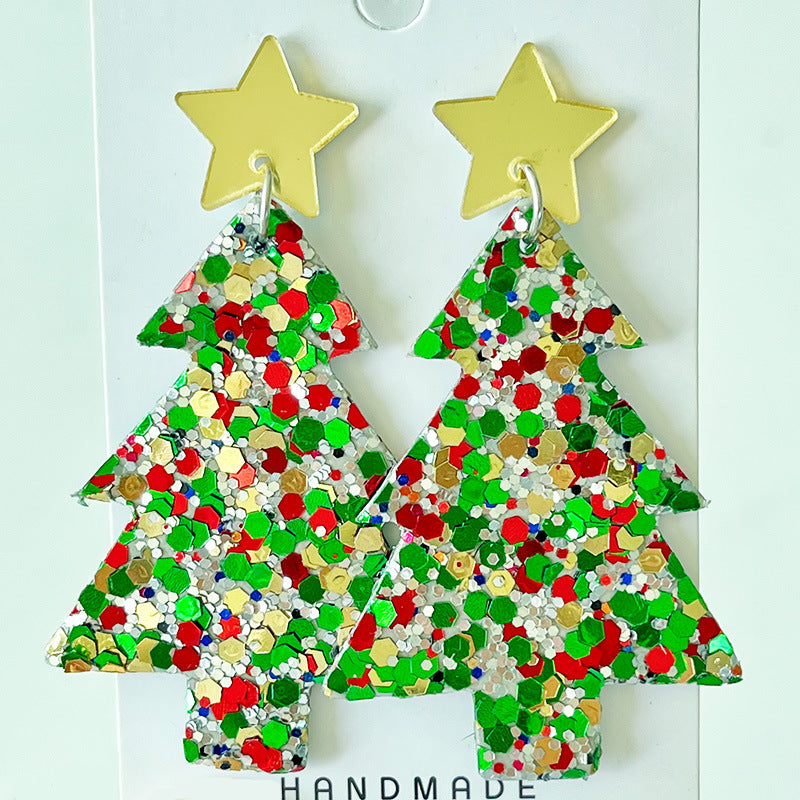 1 Pair Ig Style Christmas Tree Star Sequins Arylic Drop Earrings