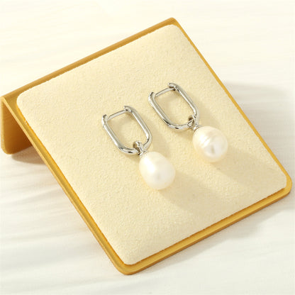 1 Pair Simple Style Irregular Plating Inlay Copper Freshwater Pearl 18k Gold Plated Drop Earrings