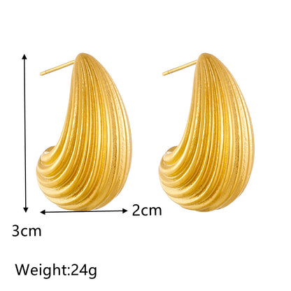 1 Pair Lady Water Droplets Plating Inlay Stainless Steel Artificial Diamond 18k Gold Plated Ear Studs