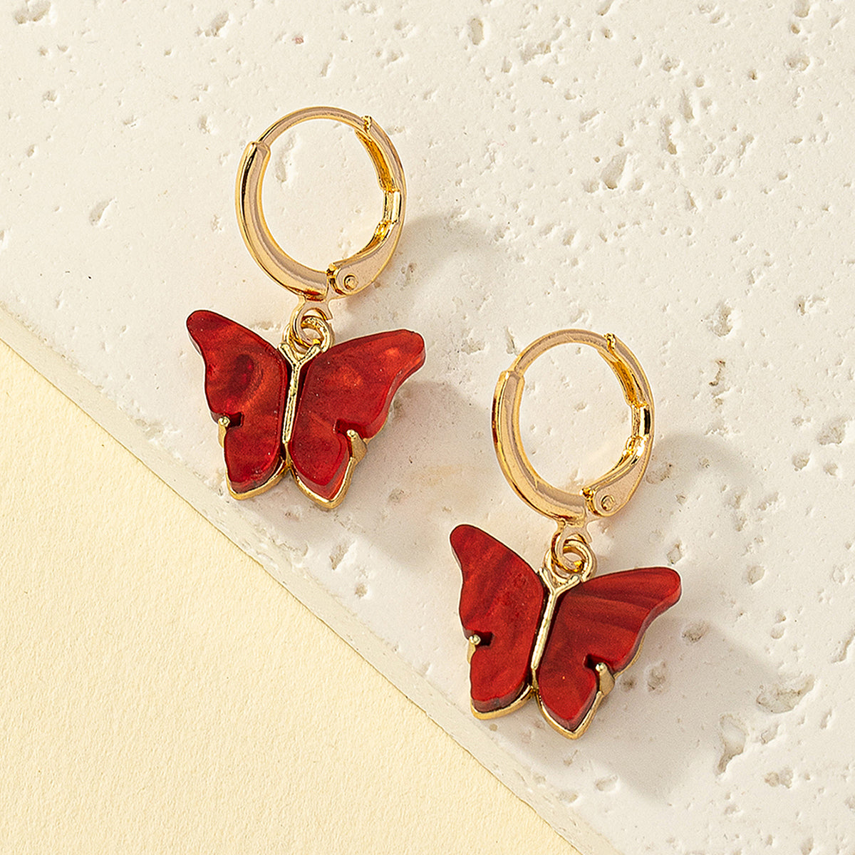 1 Pair Elegant Commute Butterfly Inlay Arylic Alloy Ferroalloy Glass 14k Gold Plated Drop Earrings