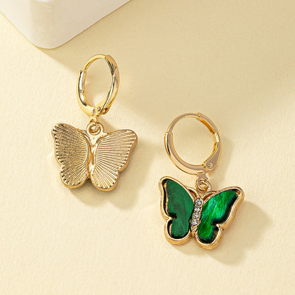 1 Pair Elegant Commute Butterfly Inlay Arylic Alloy Ferroalloy Glass 14k Gold Plated Drop Earrings