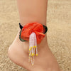 Vacation Bohemian Beach Flower Artificial Crystal Cloth Beaded Tassel Net Yarn Women's Anklet