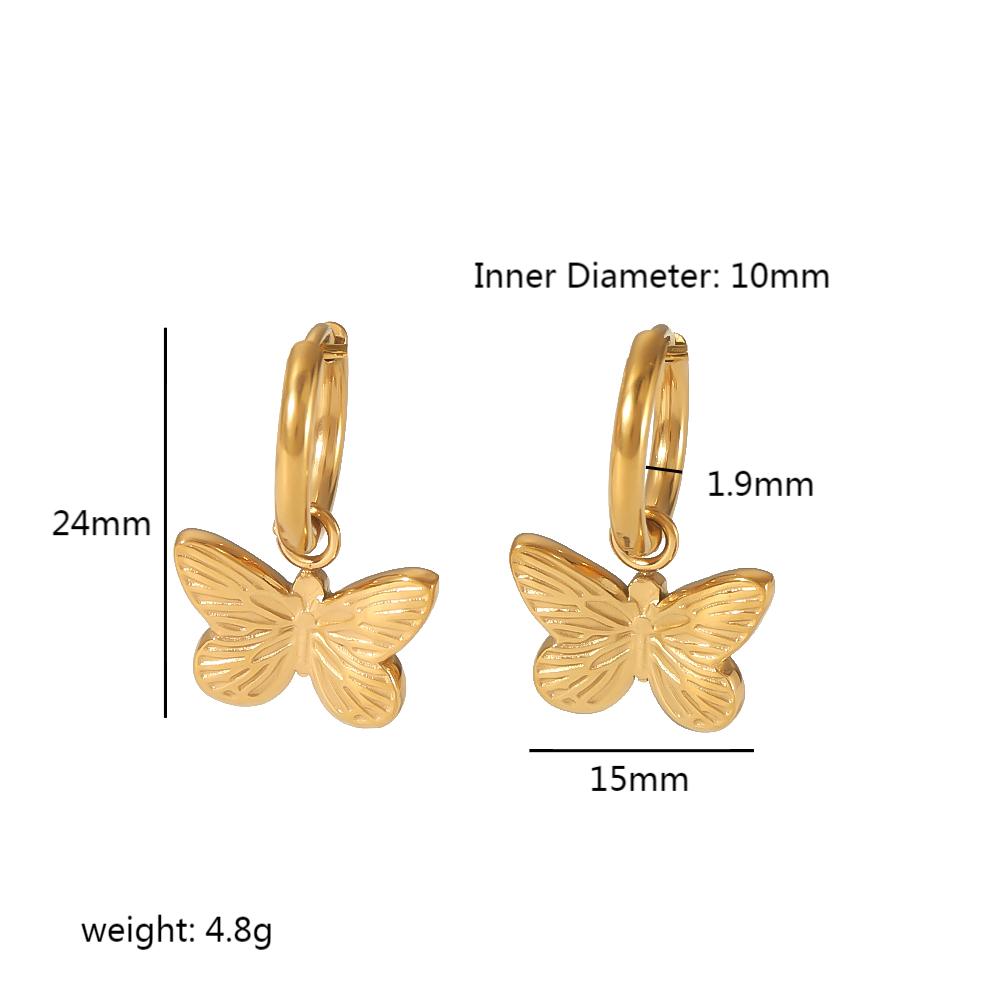 1 Pair Simple Style Butterfly Polishing Plating Stainless Steel 18k Gold Plated Drop Earrings