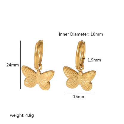 1 Pair Vintage Style Sun Bee Butterfly Polishing Plating Stainless Steel 18k Gold Plated Drop Earrings