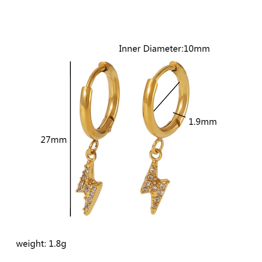 1 Pair Streetwear Star Snake Butterfly Polishing Plating Inlay Stainless Steel Zircon 18k Gold Plated Drop Earrings