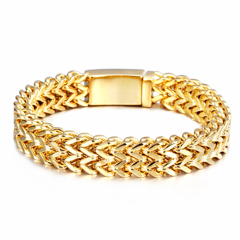 Simple Style Solid Color Titanium Steel Plating 18k Gold Plated Men's Bracelets