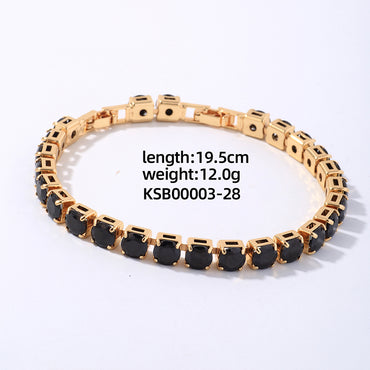 Hip-hop Vintage Style Simple Style Solid Color Copper Plating Inlay Zircon Gold Plated Bracelets