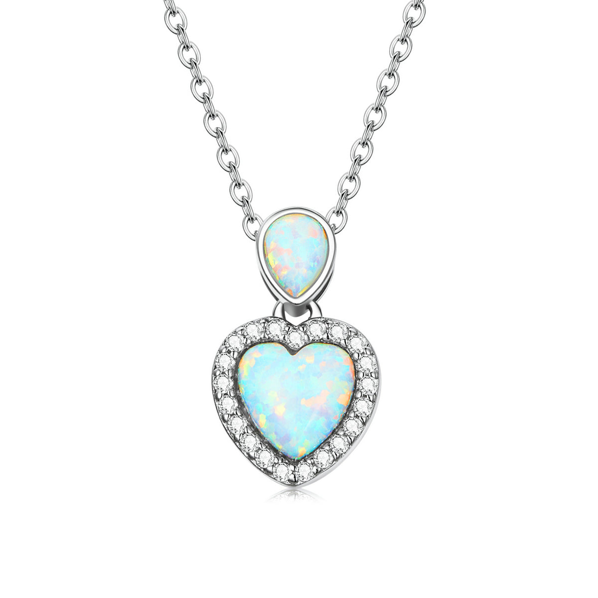 Casual Heart Shape Sterling Silver Plating Inlay Zircon White Gold Plated Necklace