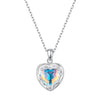 Casual Love Heart Shape Sterling Silver Plating Inlay Glass Stone Zircon White Gold Plated Necklace