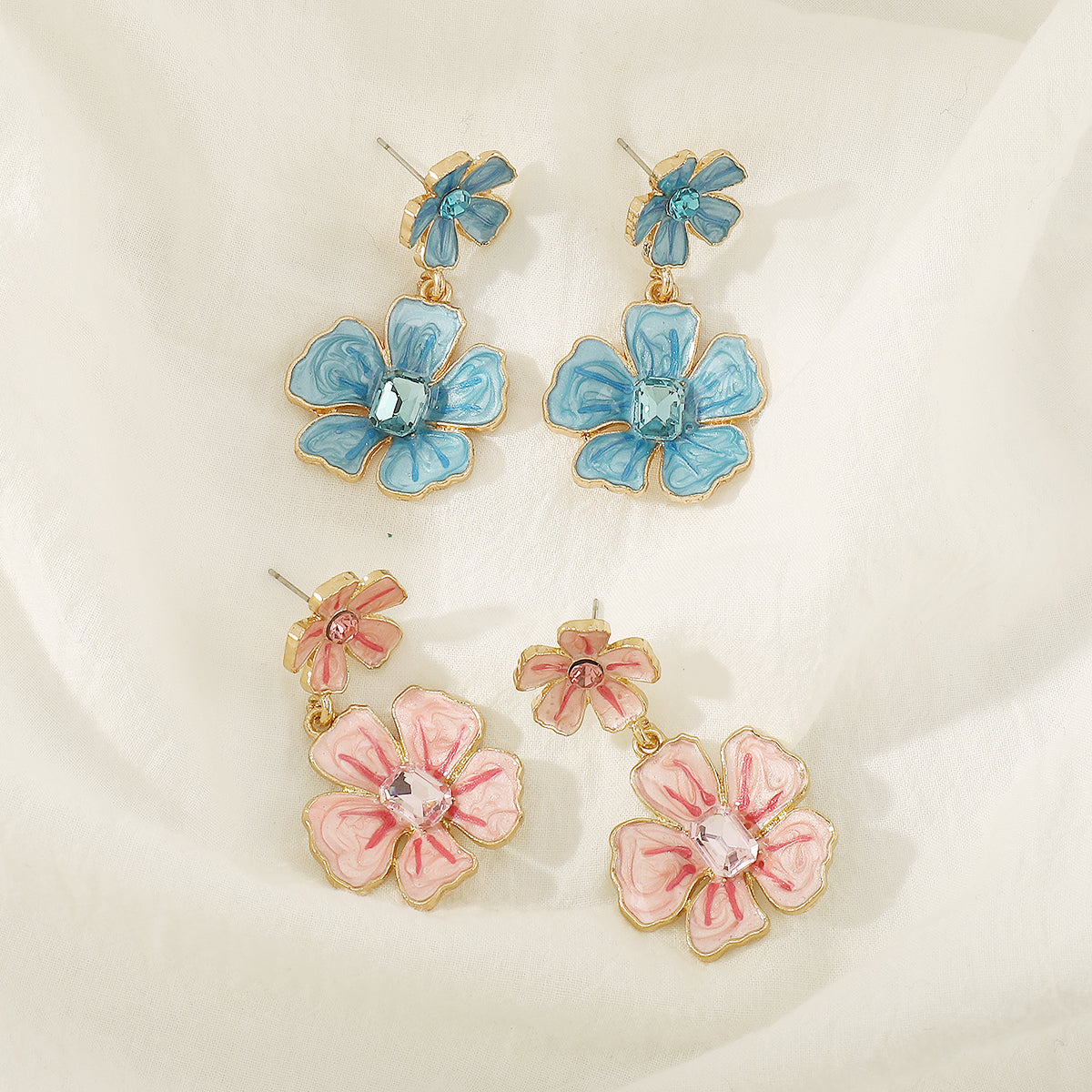 1 Pair Modern Style Sweet Simple Style Flower Alloy Drop Earrings