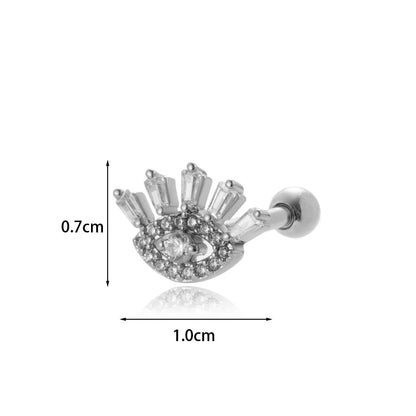 1 Piece Sweet Simple Style Eye Flower Butterfly Plating Inlay Stainless Steel Copper Zircon 18k Gold Plated Ear Studs